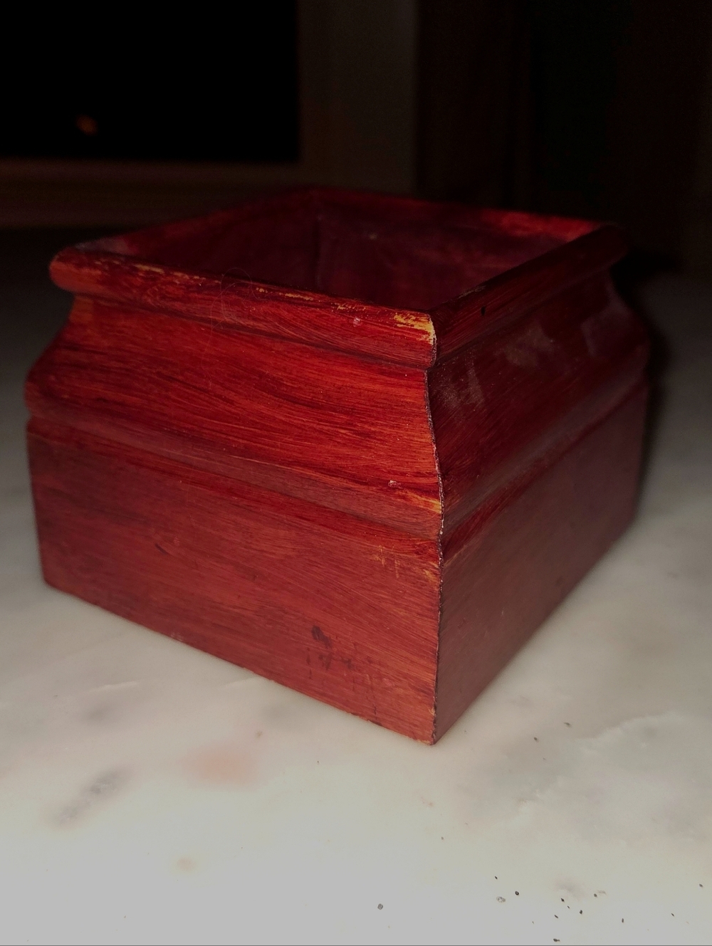 Handcrafted Solid Wood Trinket Box Small Rustic Catchall Mahogany Stained Decor
